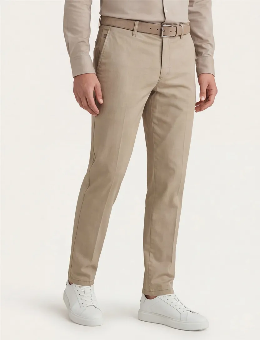 COM4 beige print chino katoen Pantalon Big & Tall