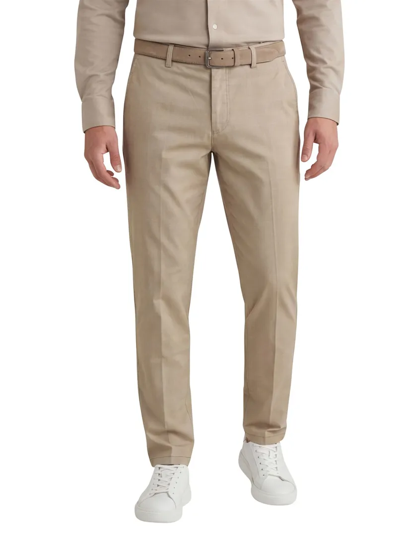 COM4 beige print chino katoen Pantalon Big & Tall