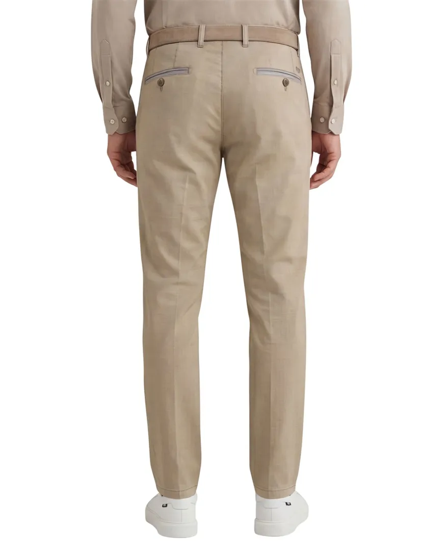COM4 beige print chino katoen Pantalon Big & Tall