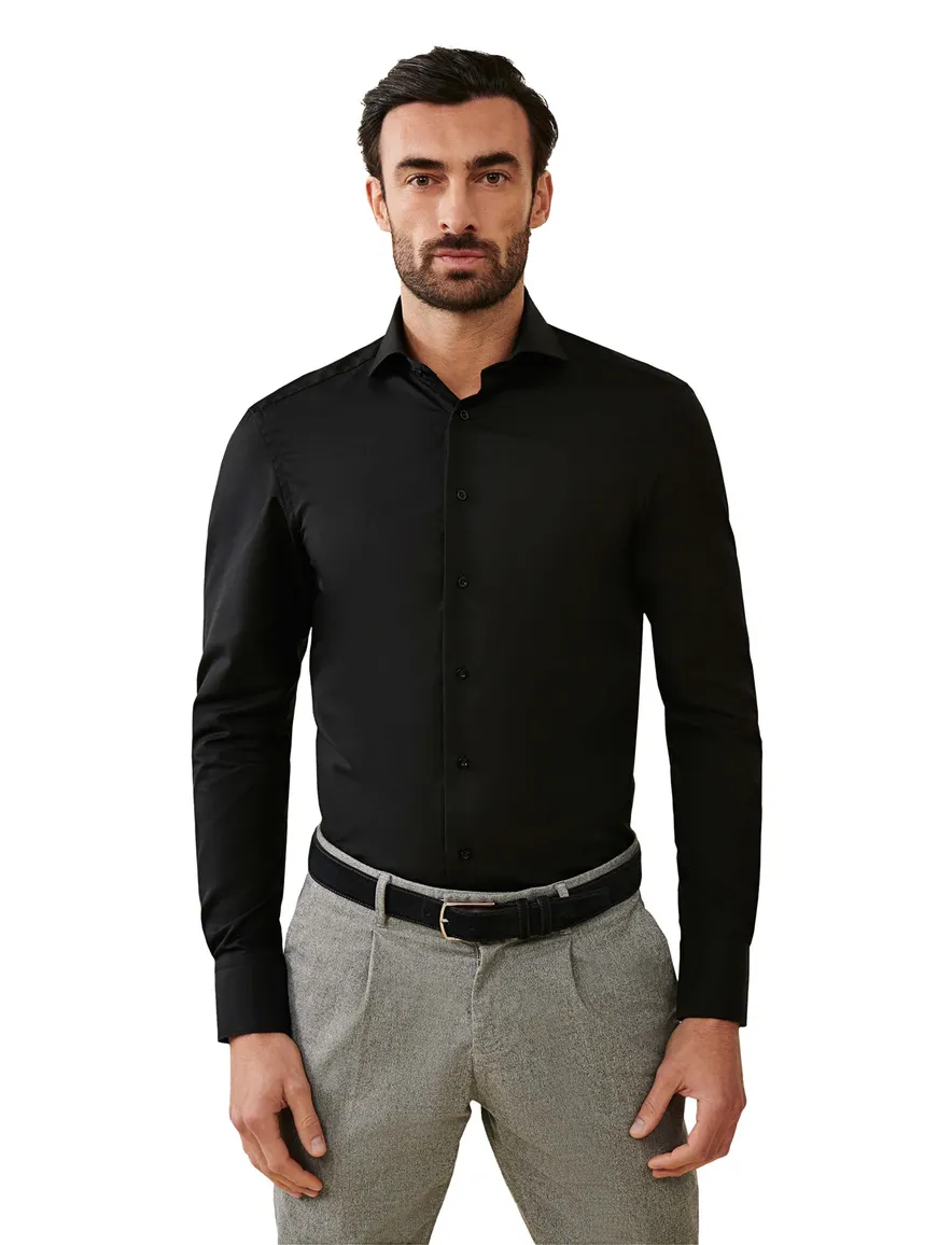 Cavallaro overhemd NOS widespread zwart slim fit