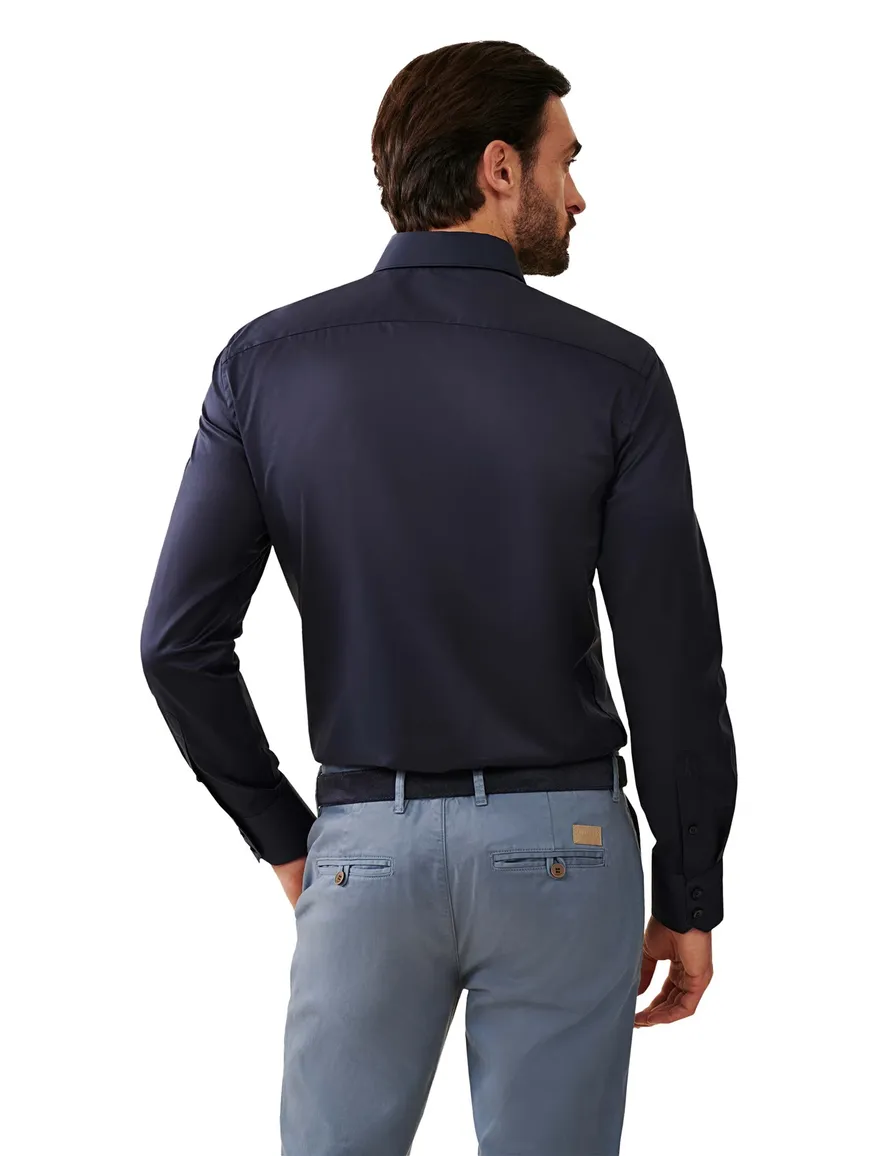 Cavallaro overhemd NOS widespread donkerblauw slim fit