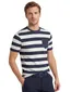 Brax t-shirt donkerblauw wit gestreept normale fit katoen