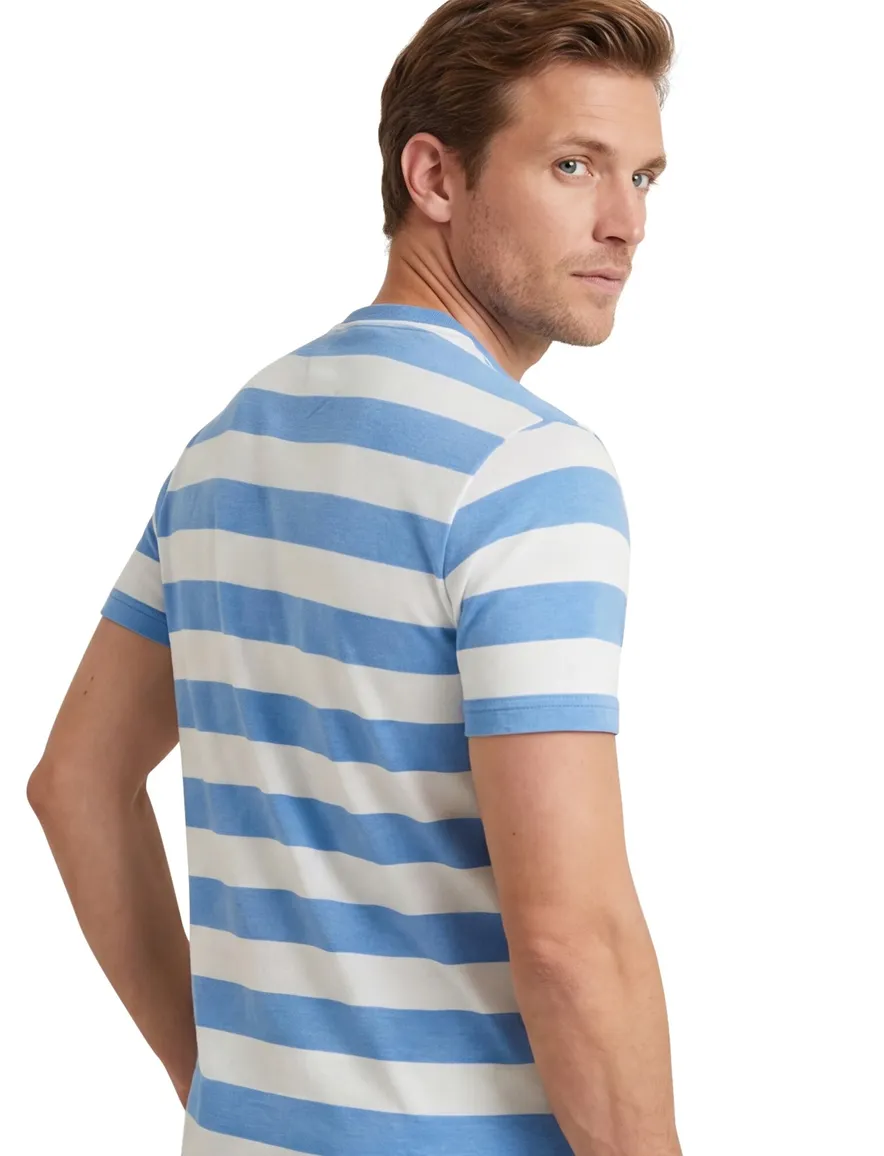 Brax t-shirt blauw met wit gestreept normale fit