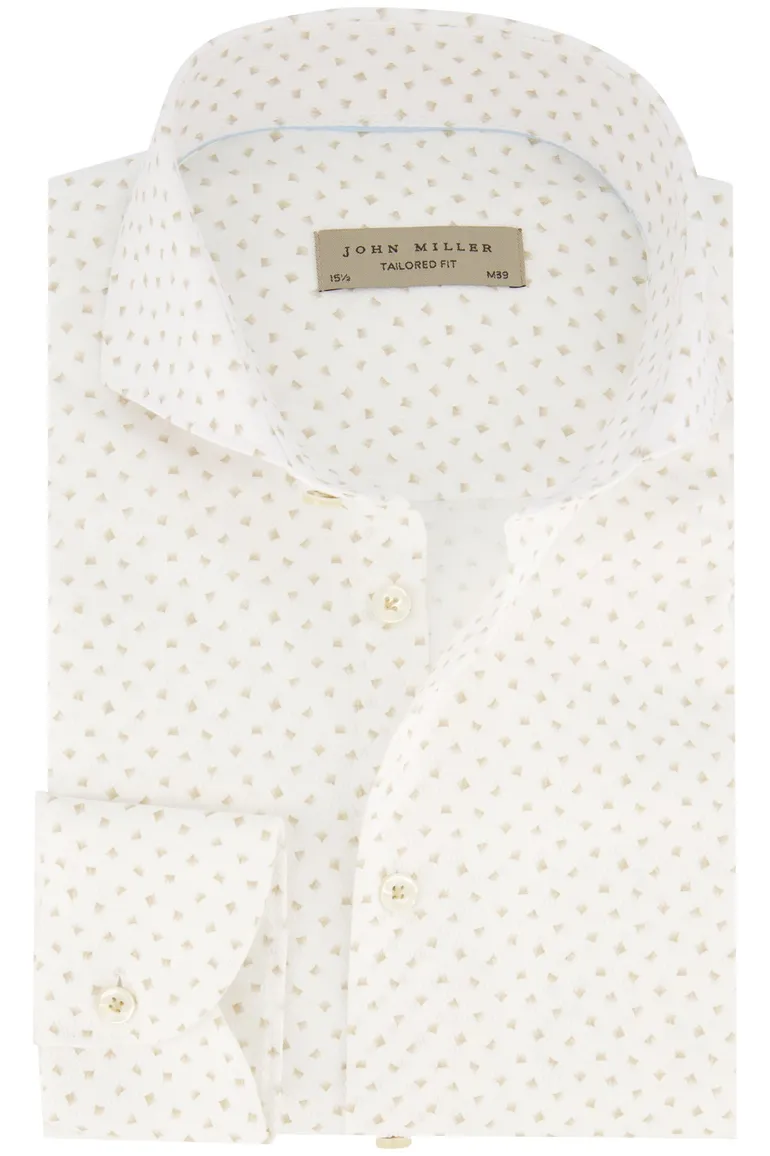 John Miller overhemd wit effen tailored fit