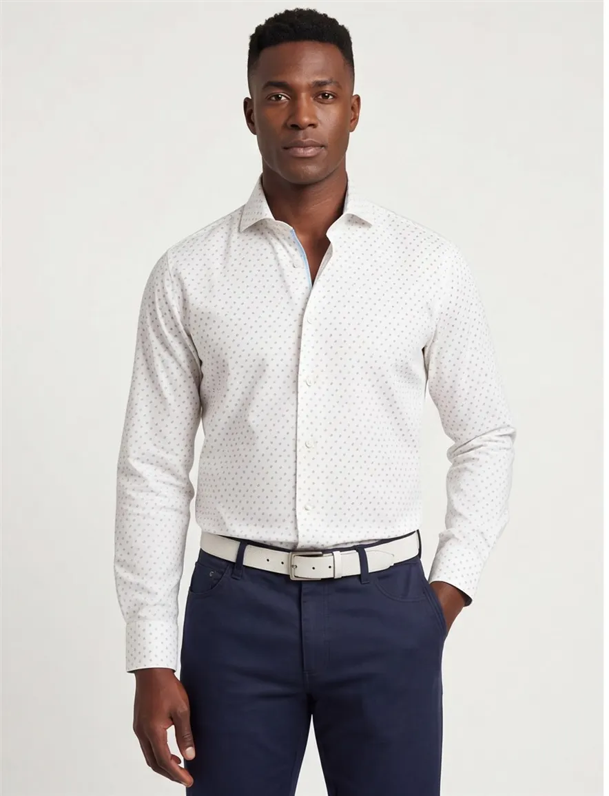 John Miller overhemd wit effen tailored fit