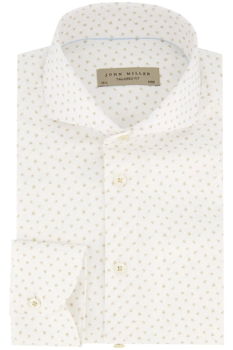 John Miller overhemd wit effen tailored fit