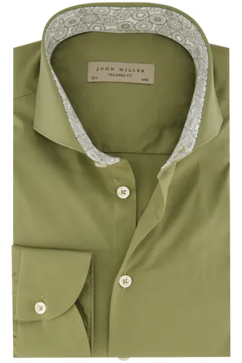John Miller overhemd John Miller lichtgroen effen tailored fit