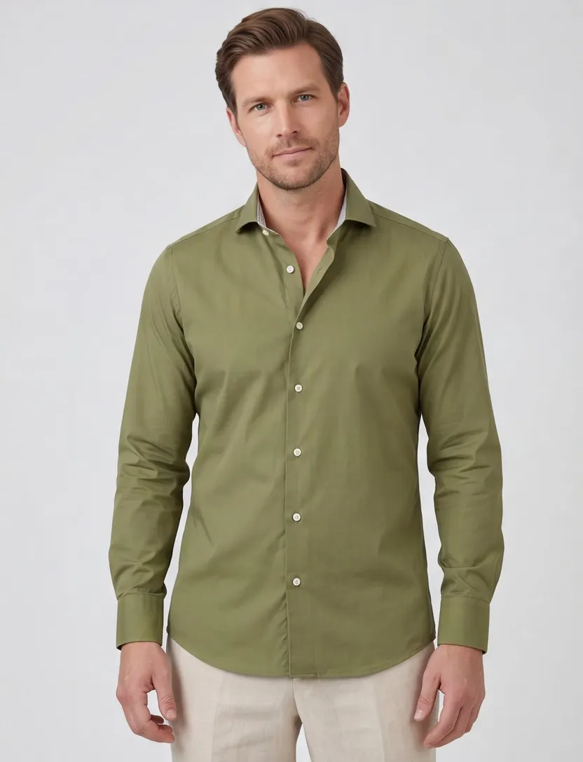 overhemd John Miller lichtgroen effen tailored fit