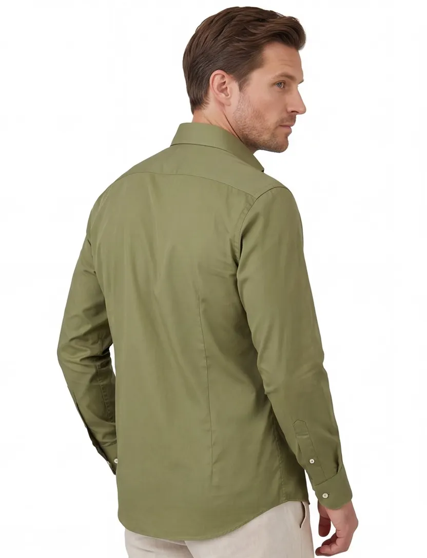 overhemd John Miller lichtgroen effen tailored fit