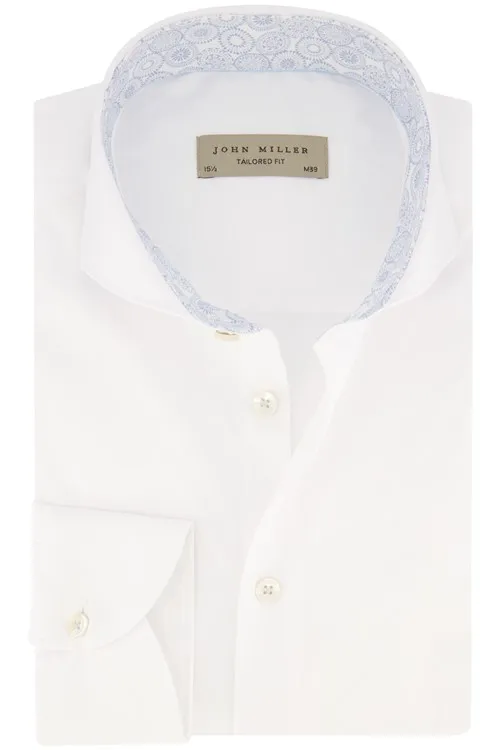 overhemd John Miller business John Miller Tailored Fit normale fit wit effen katoen