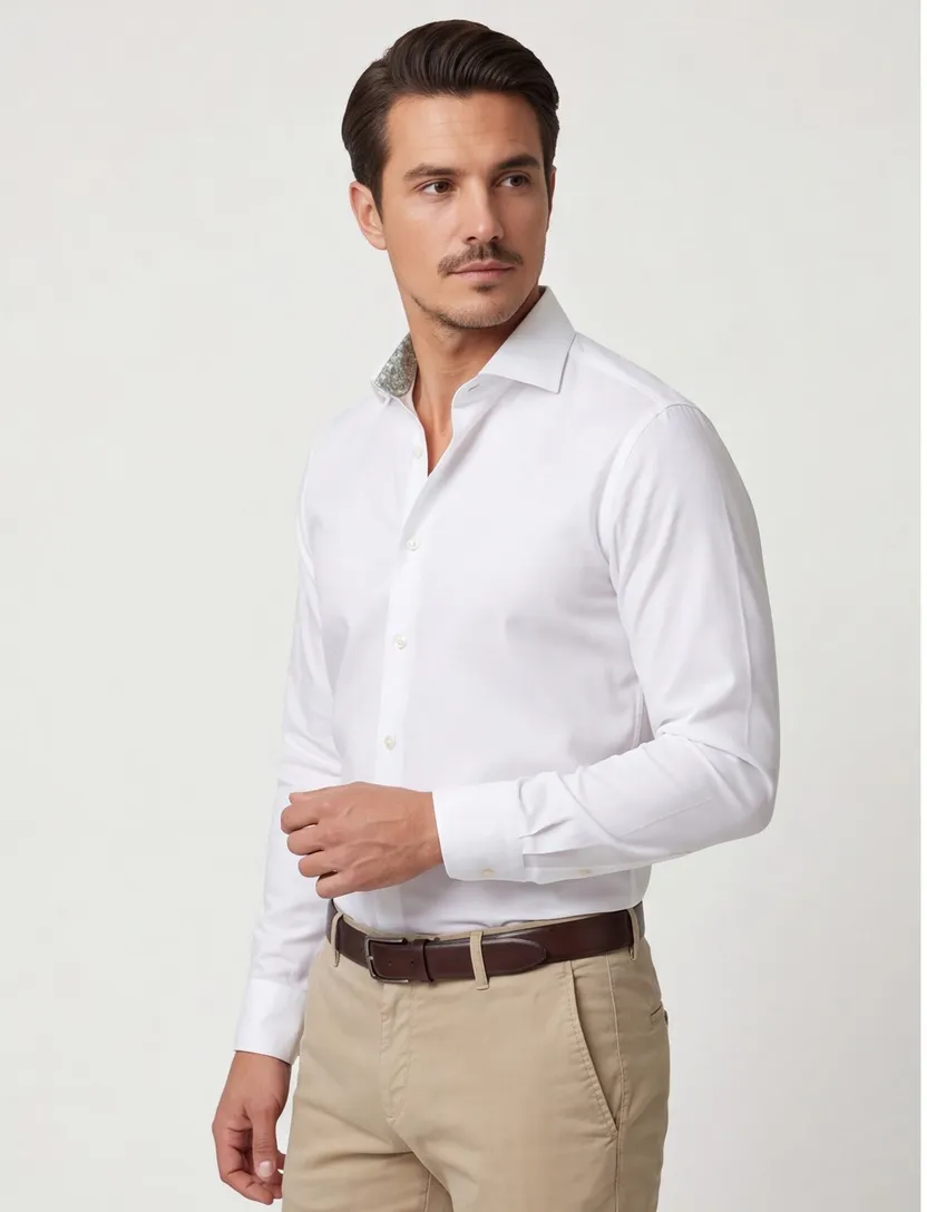 Overhemd John Miller wit effen Tailored Fit