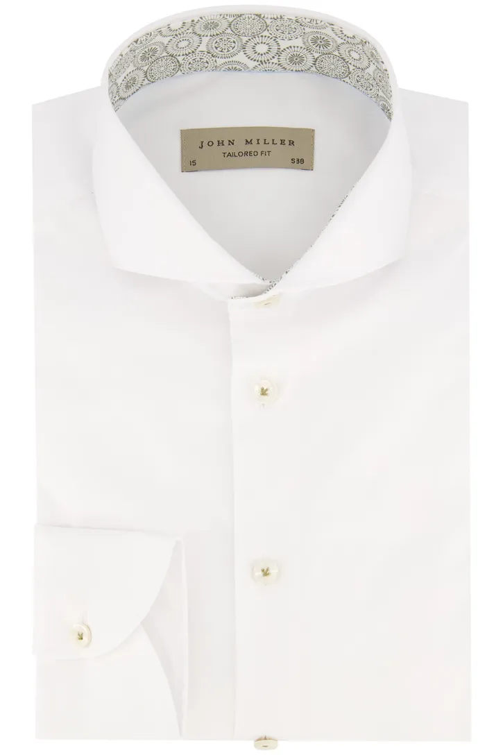 Overhemd John Miller wit effen Tailored Fit