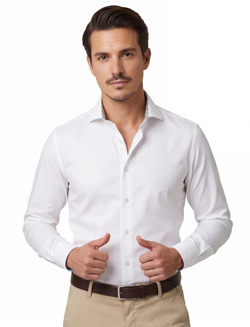 Overhemd John Miller wit effen Tailored Fit