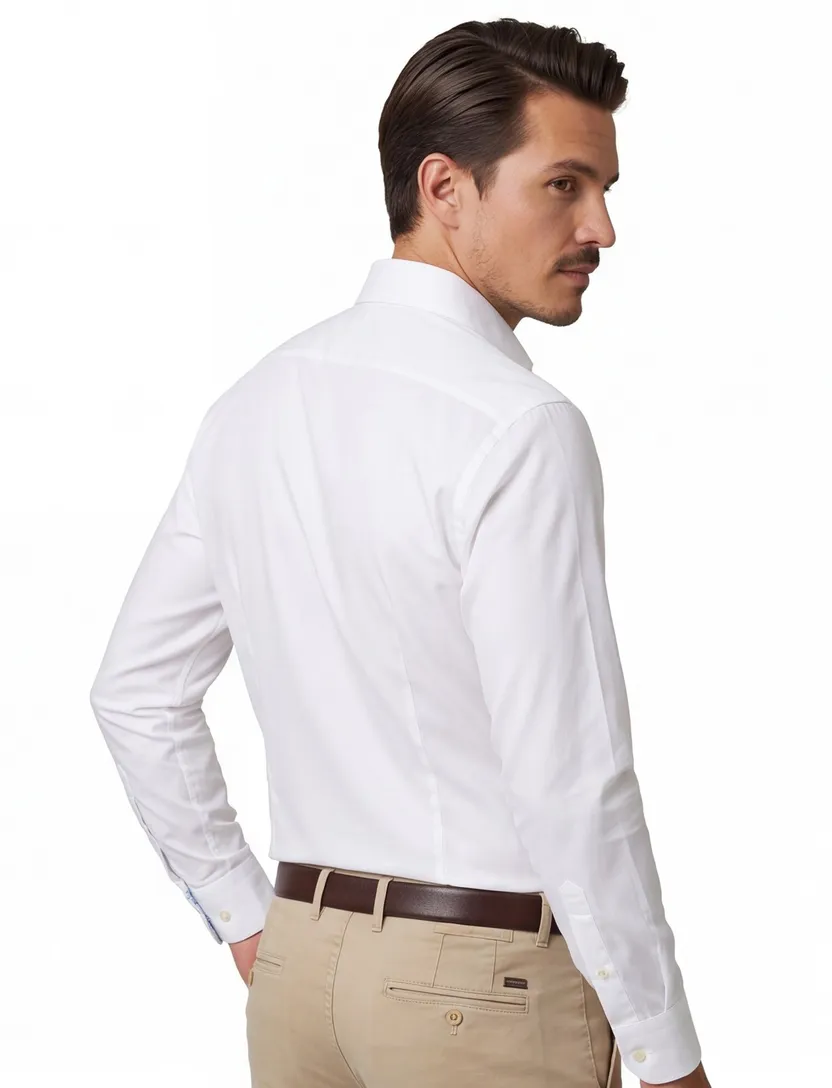 Overhemd John Miller wit effen Tailored Fit