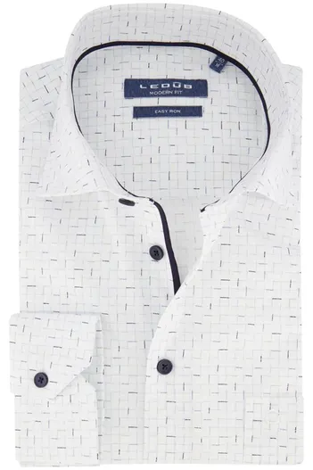 Ledub Ledub Shirt ml 7 wit geprint katoen met borstzak