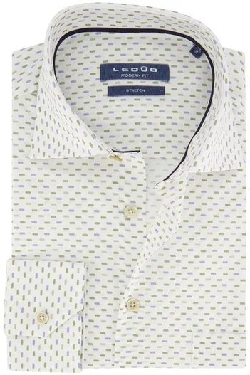 Ledub Ledub Shirt dress modern fit katoen ml 7 blauw wit geprint