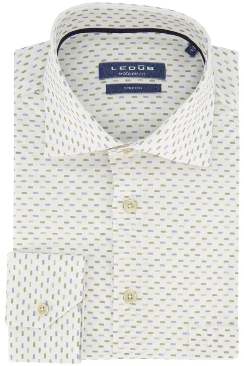 Ledub Shirt dress modern fit katoen ml 7 blauw wit geprint