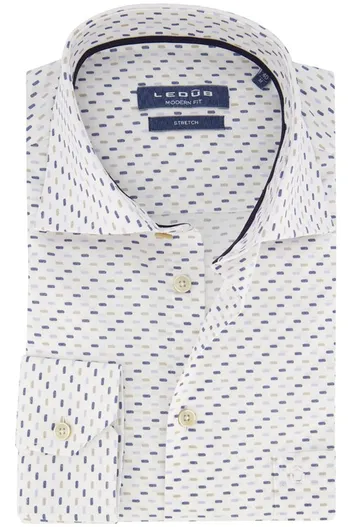 Ledub Ledub Shirt dress modern fit ml 7 Donkerblauw geprint