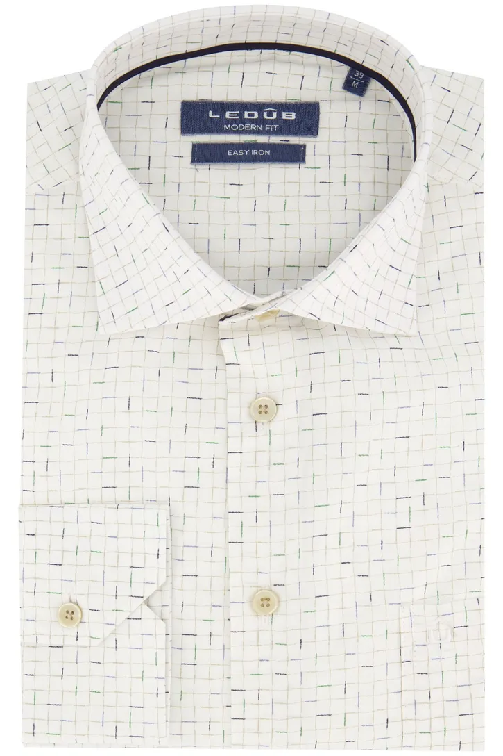 overhemd Ledub wit geruit modern fit new
