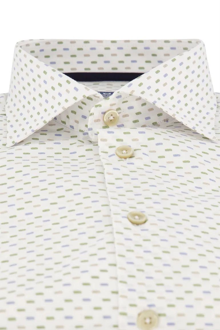 Ledub business overhemd Modern Fit New normale fit groen geprint