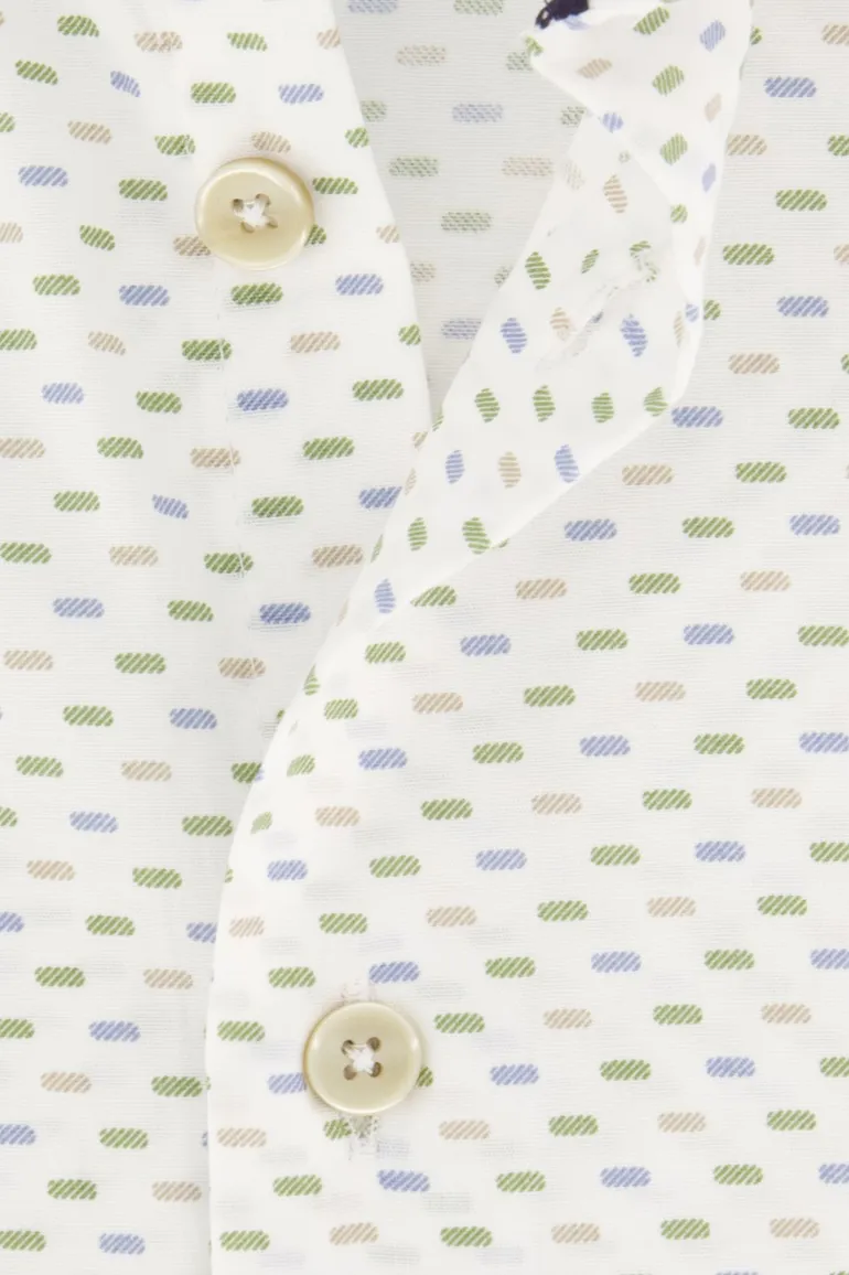 Ledub business overhemd Modern Fit New normale fit groen geprint