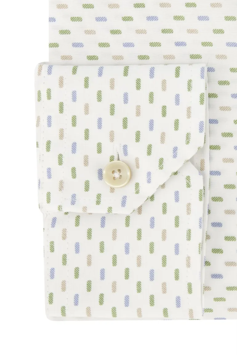 Ledub business overhemd Modern Fit New normale fit groen geprint
