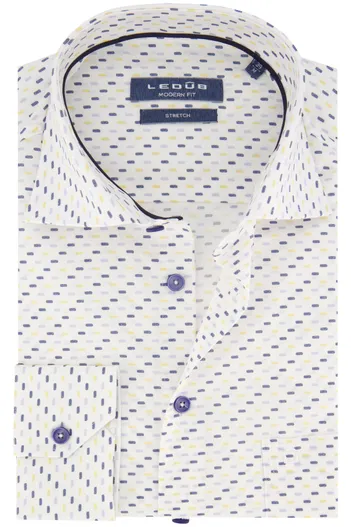 Ledub Ledub business overhemd Modern Fit New normale fit blauw geprint