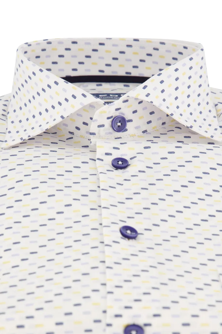 Ledub business overhemd Modern Fit New normale fit blauw geprint