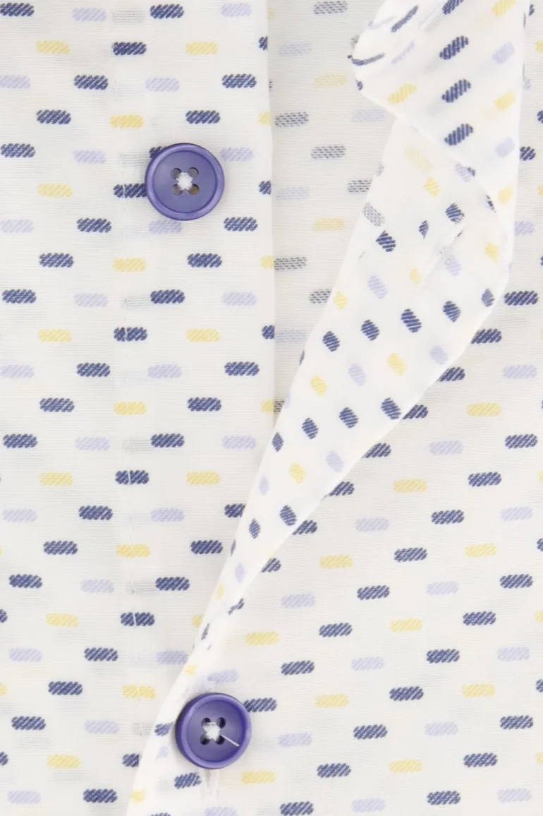 Ledub business overhemd Modern Fit New normale fit blauw geprint