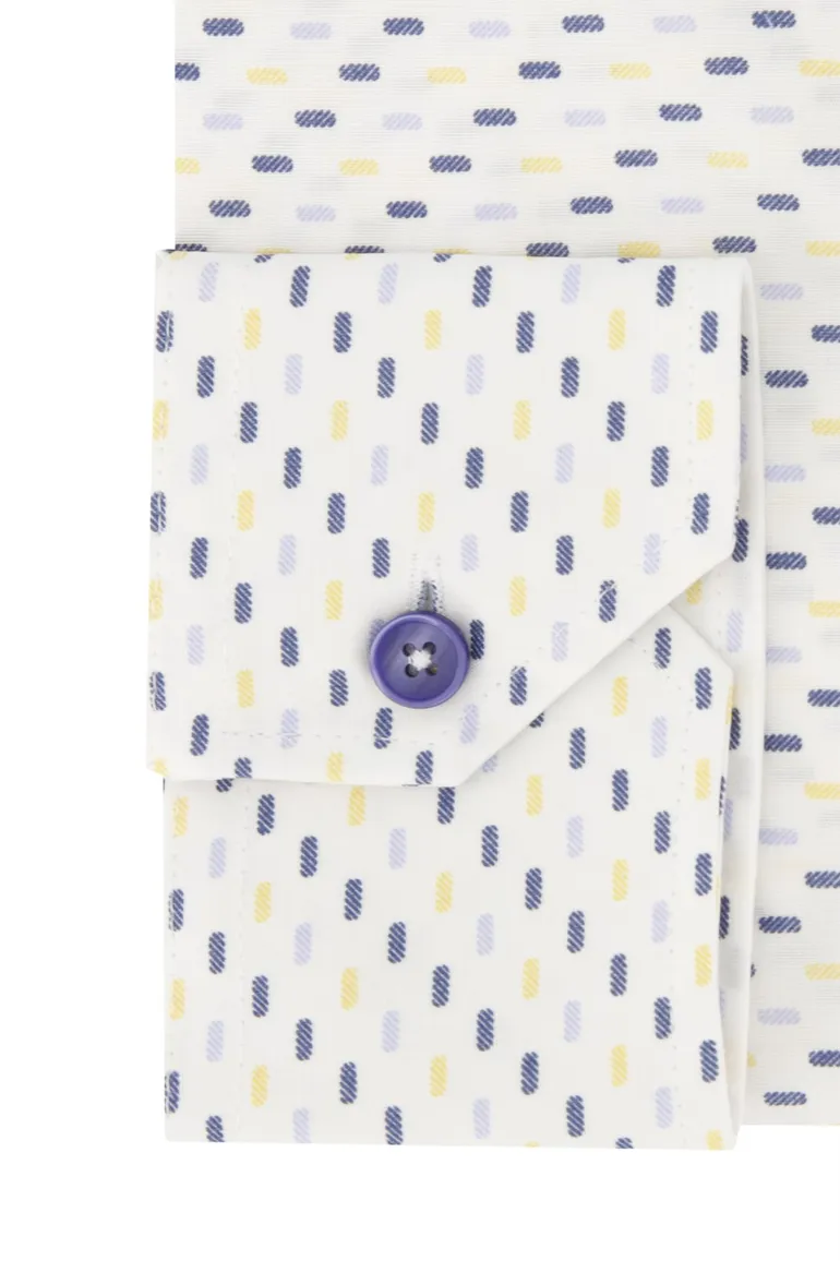 Ledub business overhemd Modern Fit New normale fit blauw geprint