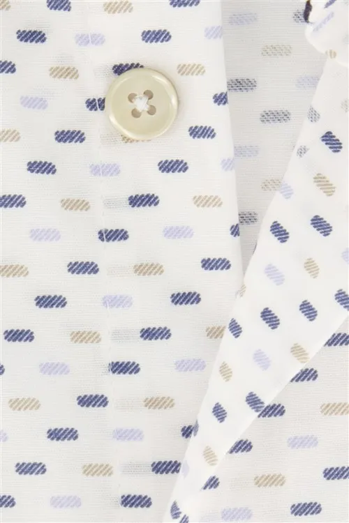 Ledub business overhemd Ledûb Modern Fit New normale fit wit geprint katoen wide spread boord