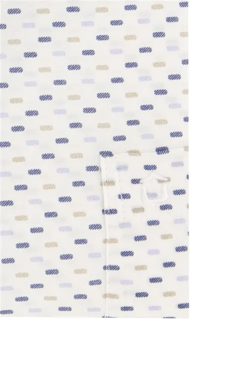 Ledub business overhemd Ledûb Modern Fit New normale fit wit geprint katoen wide spread boord