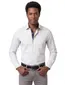 Ledub business overhemd Ledûb Modern Fit New normale fit wit geprint katoen wide spread boord