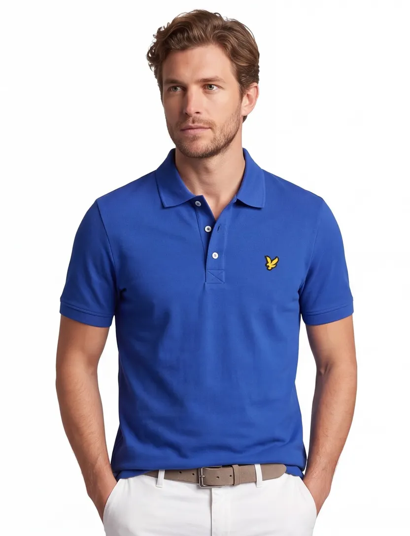 Lyle & Scott polo slim fit blauw effen