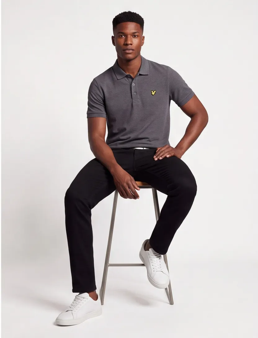 Polo Lyle & Scott slim fit grijs gemêleerd