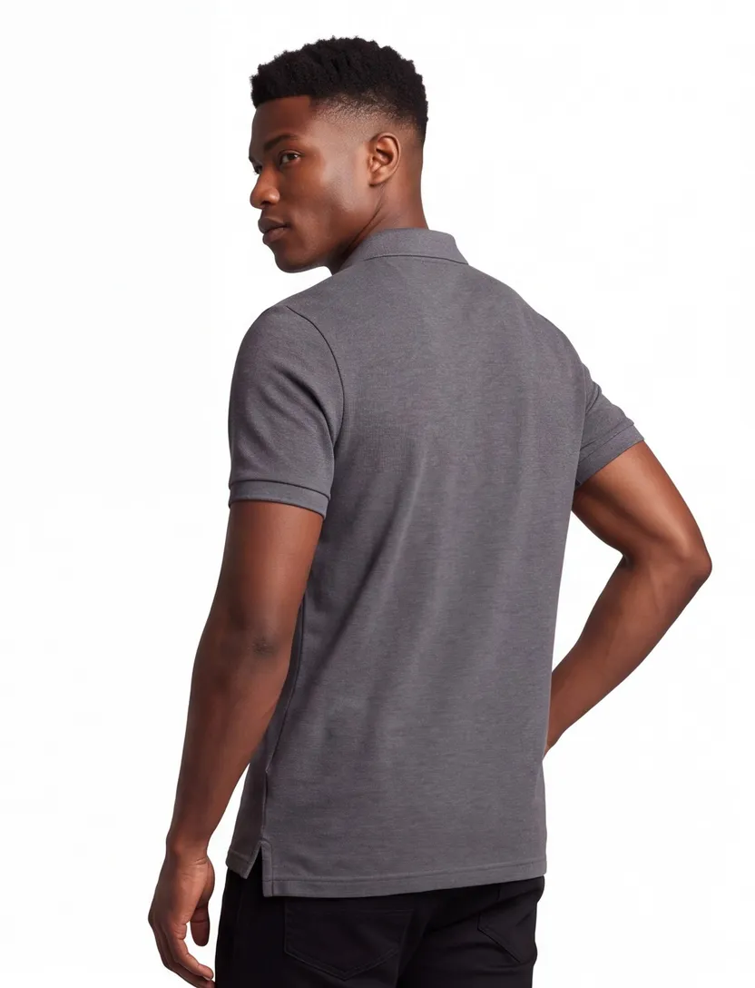 Polo Lyle & Scott slim fit grijs gemêleerd
