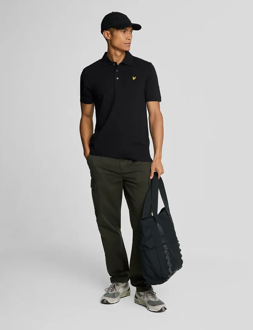 Lyle & Scott polo slim fit zwart katoen met logo