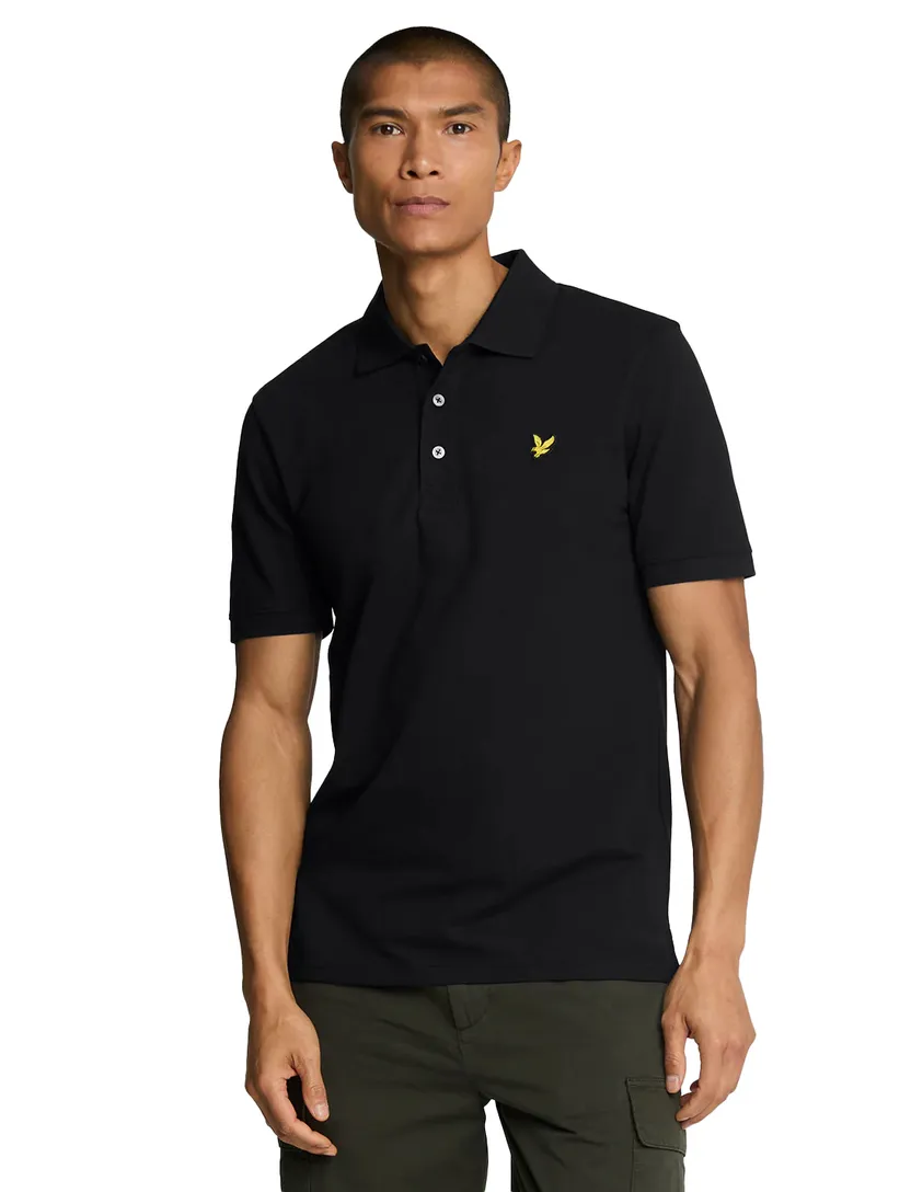 Lyle & Scott polo slim fit zwart katoen met logo