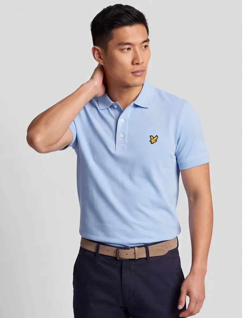 Lyle & Scott polo slim fit lichtblauw effen
