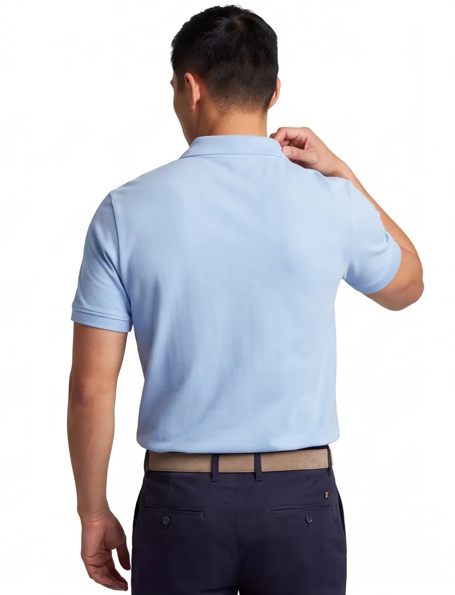 Lyle & Scott polo lichtblauw effen katoen