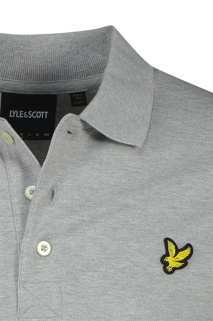Lyle & Scott polo slim fit grijs gemêleerd katoen