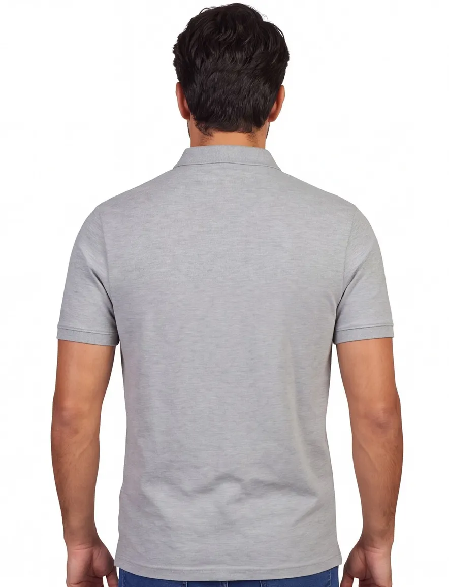 Lyle & Scott polo grijs gemêleerd katoen