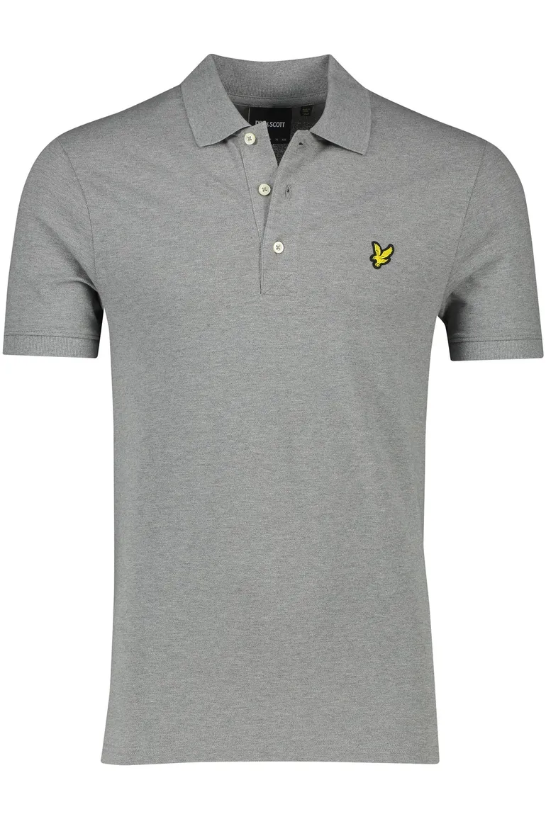 Lyle & Scott grijs polo slim fit gemêleerd katoen