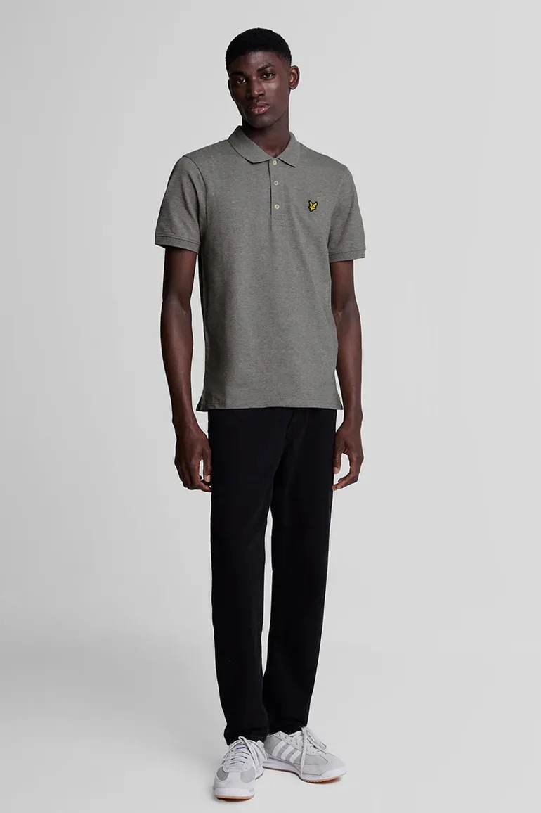 Lyle & Scott grijs polo slim fit gemêleerd katoen