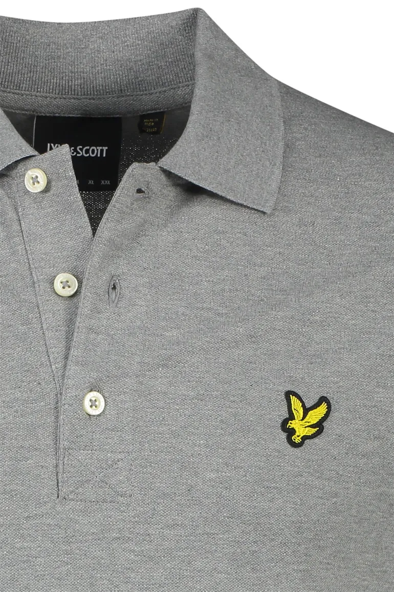 Lyle & Scott grijs polo slim fit gemêleerd katoen