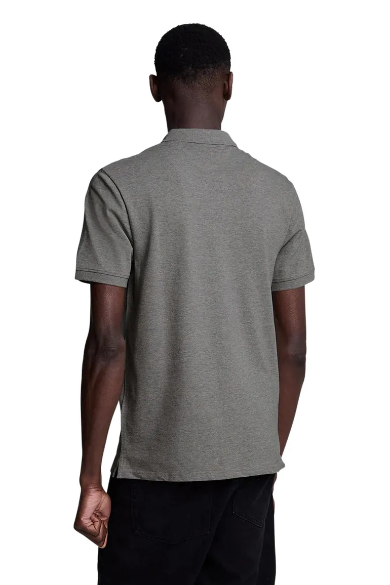 Lyle & Scott grijs polo slim fit gemêleerd katoen