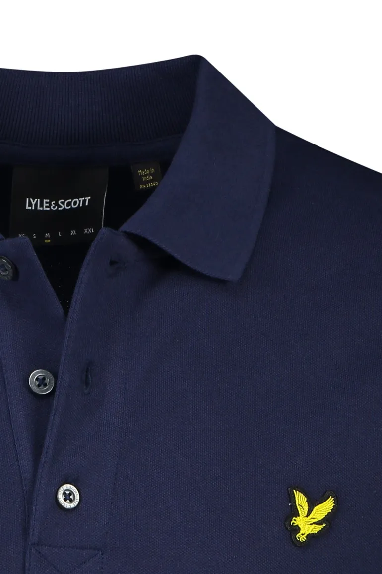 Lyle & Scott polo donkerblauw effen katoen