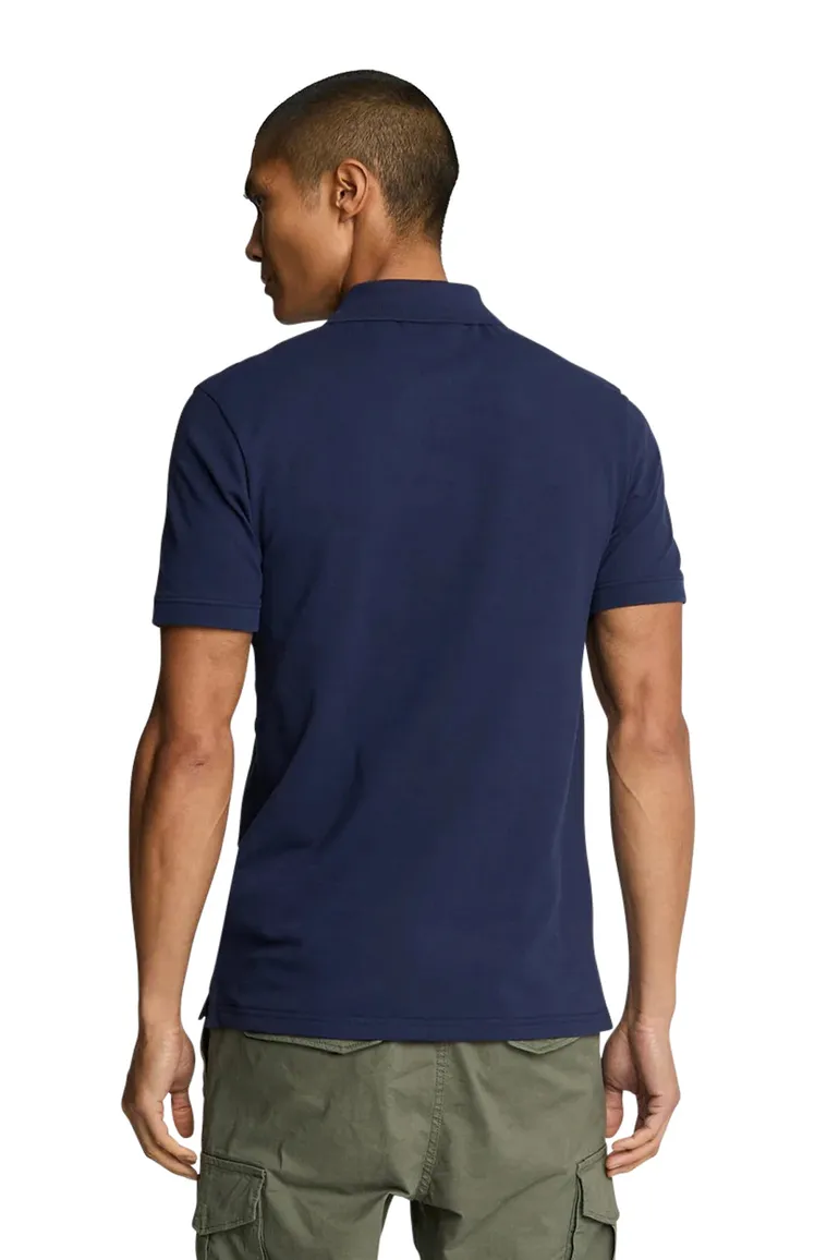 Lyle & Scott polo donkerblauw effen katoen
