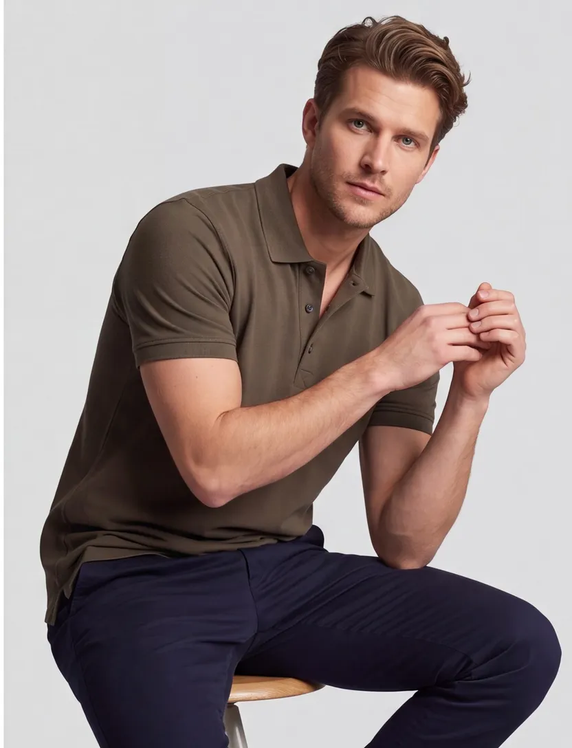 Lyle & Scott polo slim fit groen effen 3 knoops katoen
