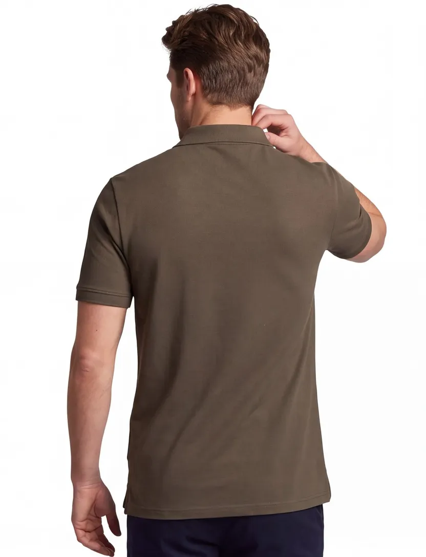 Lyle & Scott polo slim fit groen effen 3 knoops katoen